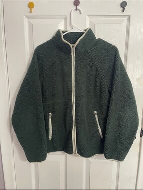 Sierra Designs Dark Green Sherpa Zip-Up Jacket with Contrast Trim